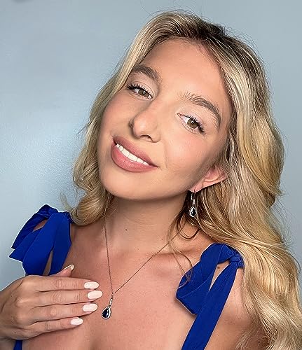 Jewelry Sets for Women, Necklace and Earring Sets for Women, Birthstone Jewelry, Genuine or Synthetic Gemstones, Teardrop Necklace and Dangle Earrings, Pendant Necklace, Sterling Silver Jewelry2