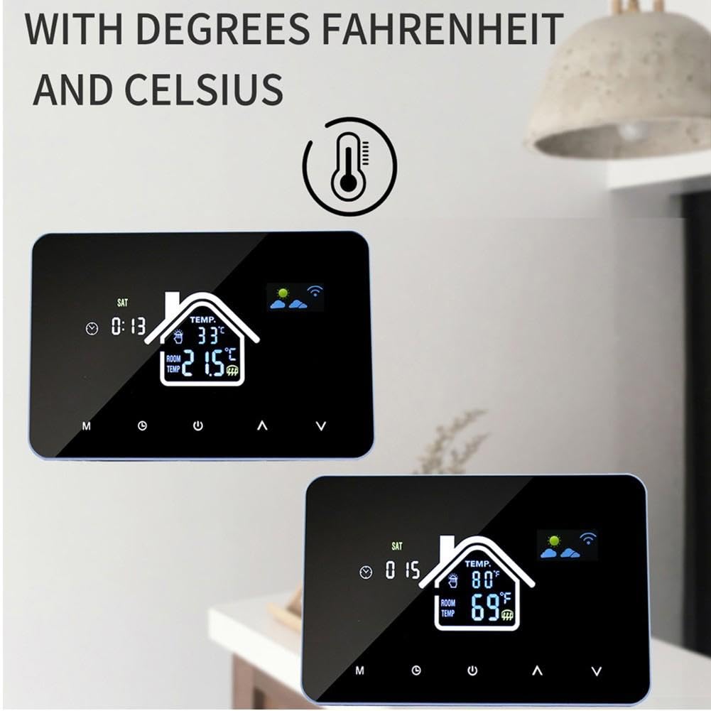 GLOBALHUT Termostato WiFi per tuya Touch Screen 4.3 Pollici Programmabile(Electricity 16A)