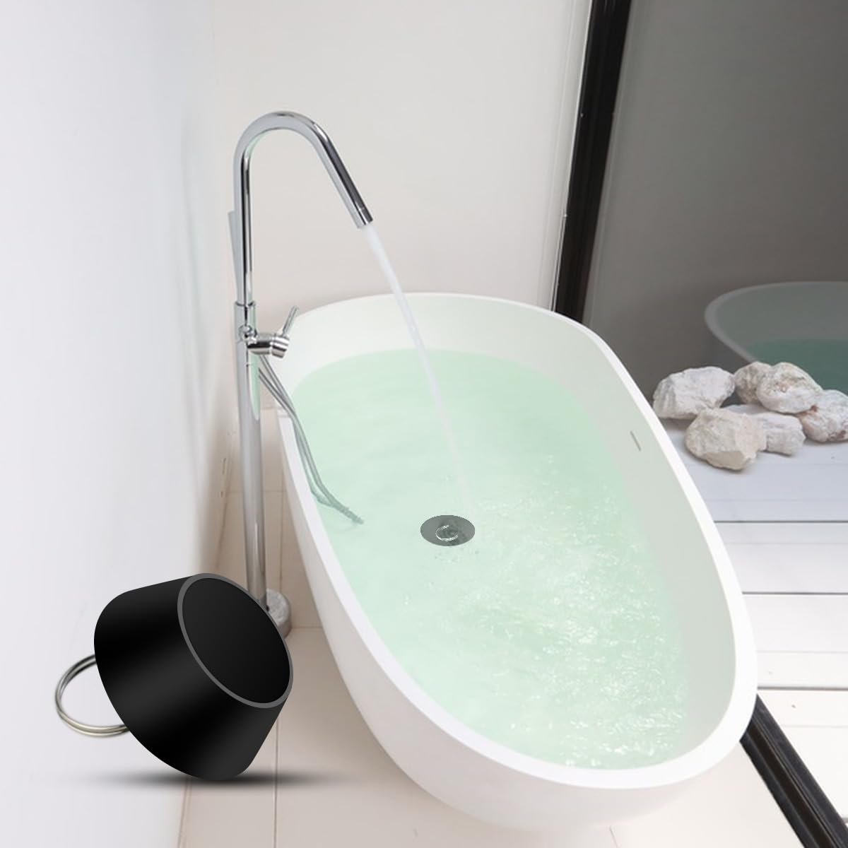 Abflussstopfen für Küche, Badezimmer, Bar, Gummi, Badewanne, Waschbecken, Wasserstopfen mit Aufhängering, Badewannenstöpsel-Set, Waschtisch-Stopper, Duscharmatur-Abdeckung, Schwarz, 3 Stück