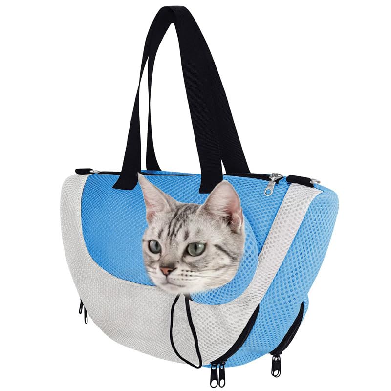 Portable Cat Carrier Breathable Mesh Small Dog Carry Bag 1.5kg Puppy Kitty Sling Carrier Pet Carriers Shoulder Tote Bag with Adjustable Shoulder Strap for Outdoor Traveling Subway Shopping