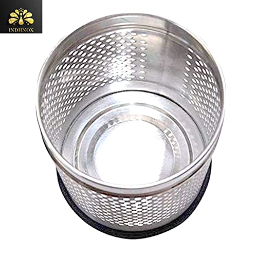Image of Stainless Steel Perforated Open Dustbin for Kitchen, Bathroom & Office | Round Waste Bin with Modern Design | Durable & Lightweight Trash Can | 10 Litre | Silver | 8 x 12 Inch