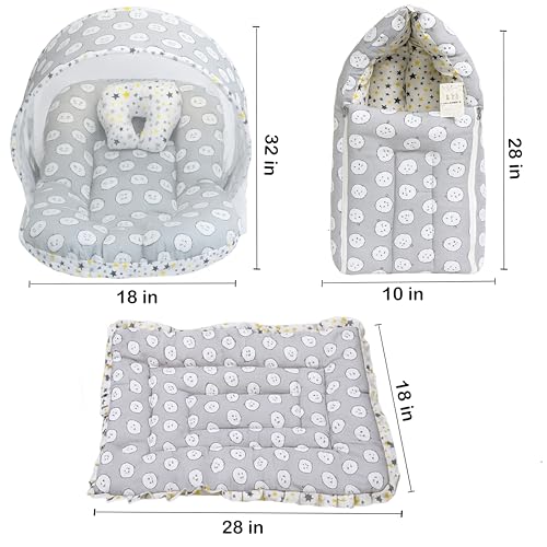 Image of Fareto Infantbond Newborn Baby Bedding Essentials | Daily Needs Items | Hopsital kit Ready Combo | Baby Products All (Pack of 32) (0-6months) (Ship Grey)