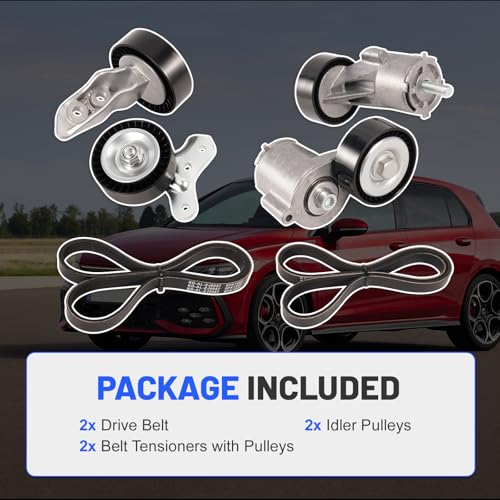 Image of 38314 38315 Belt Drive Tensioner,Idler Pulleys,Serpentine Drive Belt Fit for VW /Volkswagen Golf 2010-2014 2.5L /Jetta 2006-2010 2.5L /Rabbit 2006-2009 2.5L,Replace K050418 K050364 07K903315G