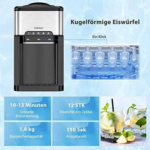 FANTASK Macchina per cubetti di ghiaccio 3 in 1 con acqua calda e fredda, cubetti di ghiaccio in 10 minuti