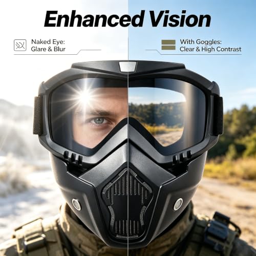Image of Motorcycle Face Mask Full Face,Dirt Bike Goggles Motocross, ATV, Offroad, Riding Racing Goggles for Men Women