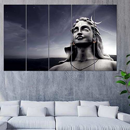 Image of Maxstone Adiyogi Shiva Shiv Shivji Bholebaba Mahadev Wall Painting for Living Room, Bedroom, Office, Hotels,Drawing Room Wooden Framed Digital Painting (30x60 inch) M1370