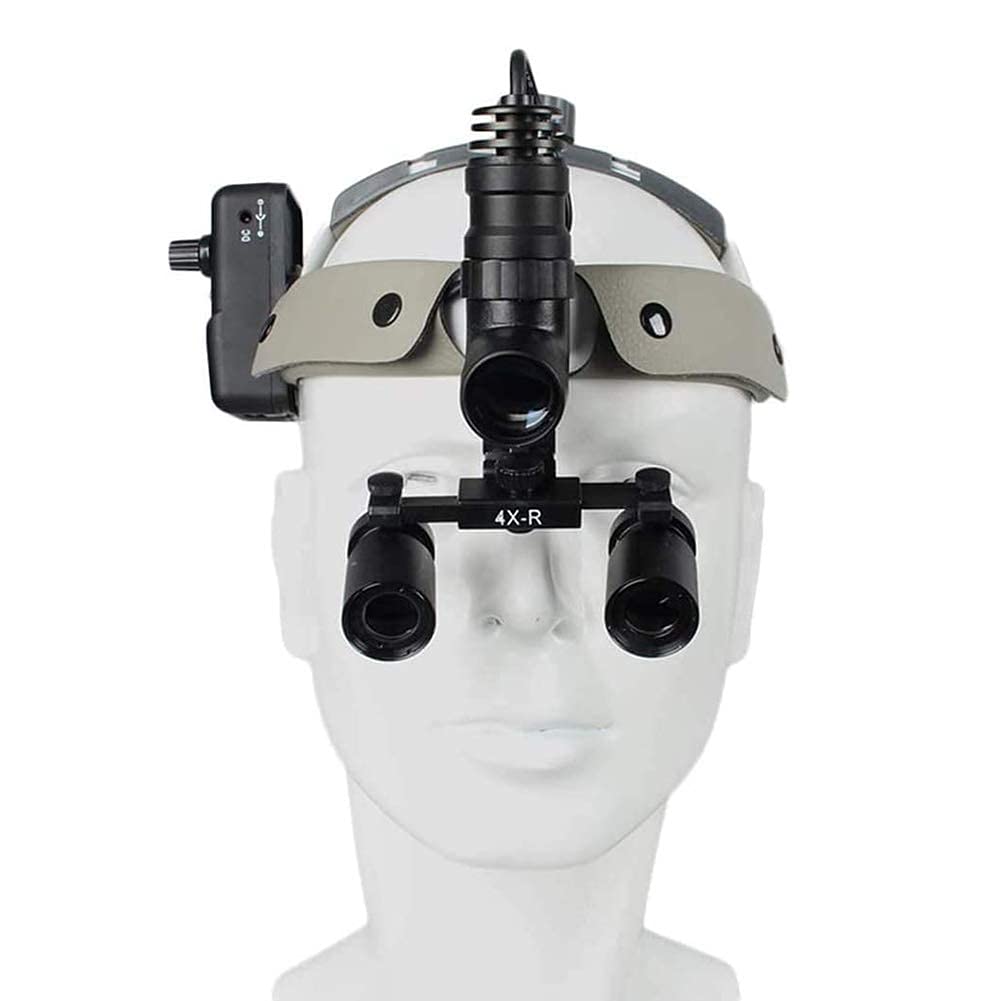 Lenti d'Ingrandimento Dentali, Lenti d'Ingrandimento Binoculari Chirurgiche Dentali - Lente d'Ingrandimento Binoculare 4X 420 Mm con Lampada Frontale A LED da 5 W La Bellezza Viene