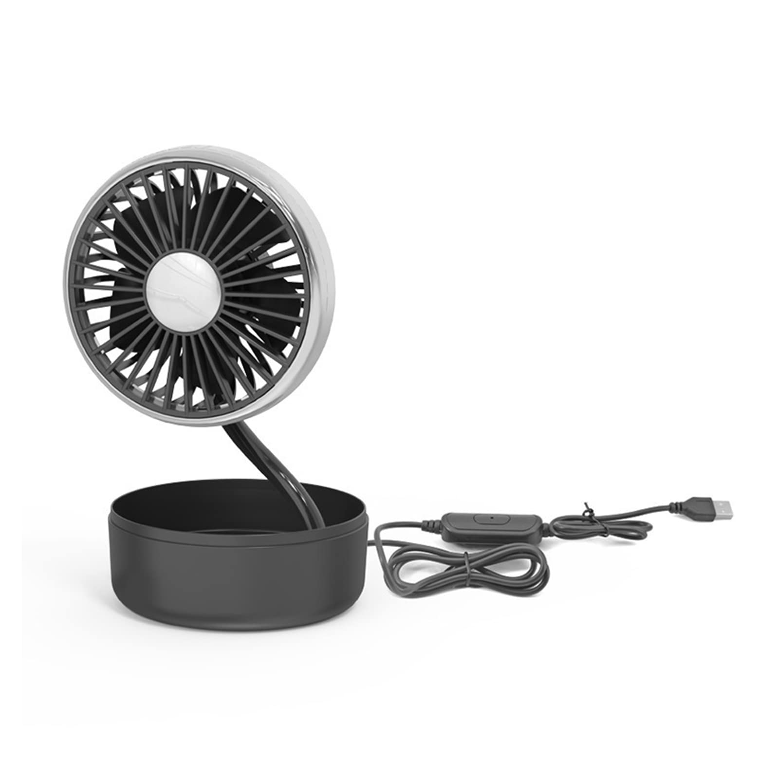 KieTeiiK 5W Car Fan Cooling Adjustable Single-head Fan 180° Low Car Cooler Air Strong Wind Accessories Desk Quiet Powerful Small Electric Plug in Usb