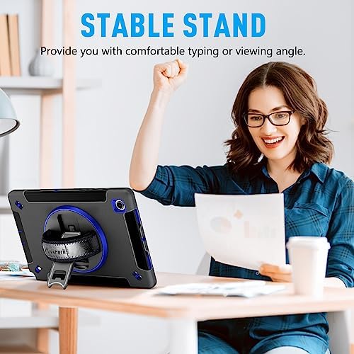 Case for Samsung Galaxy Tab A8 10.5: Miesherk Military Rugged Protective Shockproof Cover for Samsung Tab A8 2021/2022 SM-X200/SM-X205/SM-X207 -Pen Holder -Rotating Stand- Hand/Shoulder Strap- Blue