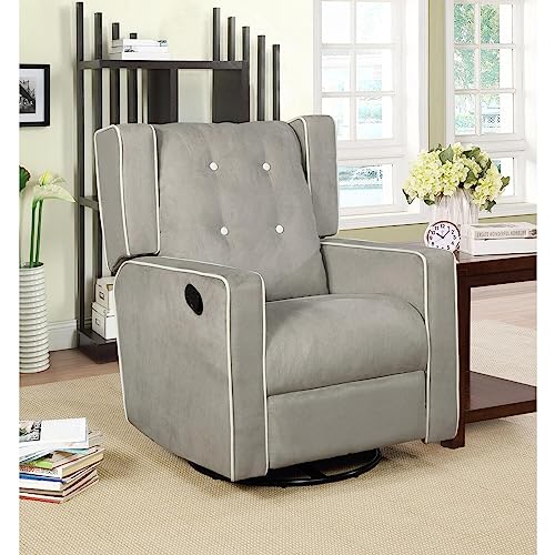 Image of Naomi Home Odelia Swivel Rocker Recliner Glider, Light Gray - Ergonomic Nursing Chair with Footrest for Soothing Comfort in Compact Spaces