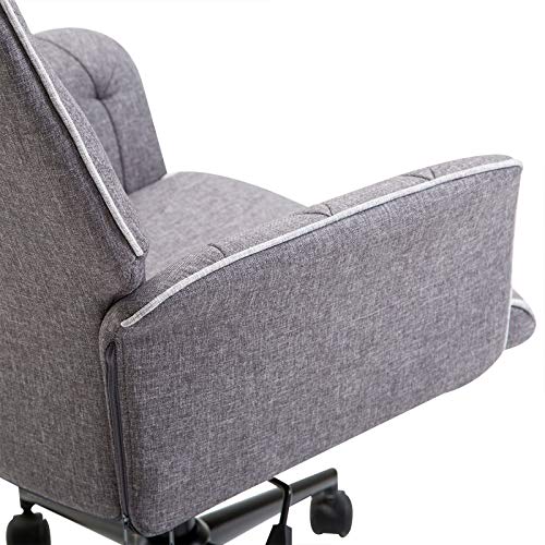 Vinsetto Modern Mid-Back Tufted Linen Home Office Desk Chair With Adjustable Height, Swivel Adjustable Task Chair With Padded Armrests, Dark Grey #TOP7