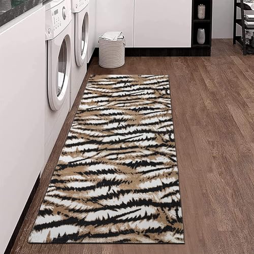 Image of SAGON 2x5 Ft Printed Runner Carpet - Cotton Bedside Rug for Bedroom & Living Room (Tiger Print)