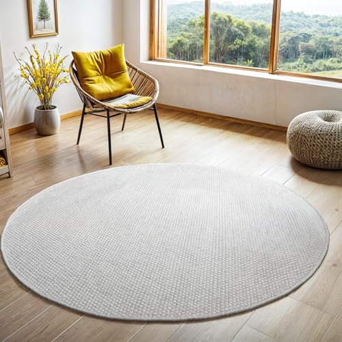 MY-RUG Teppich Wohnzimmer Rund 150cm Wollteppich Strickteppich...