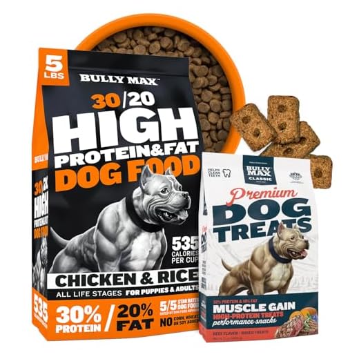 Bully Max 30/20 High Protein Dog Food 5lbs. + Premium Protein Dog Treats Bundle - Muscle & Weight Support, Training Rewards & Energy Nutrition for Puppies & Adults - Real Meat, Complete Daily Feeding