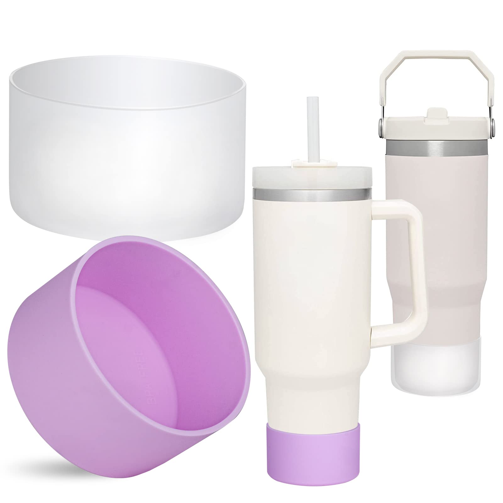 QIANHAI Silicone Boots for Stanley Quencher Adventure 40oz Tumbler with Handle & Stanley IceFlow 30oz 20oz, Bottle Bottom Sleeve, Sport Water Bottle