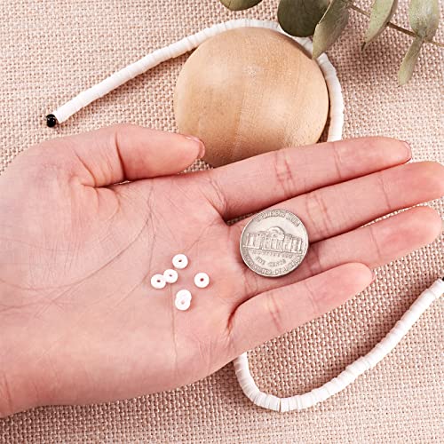 4mm Flat Round Polymer Clay Beads Heishi Spacer Loose Beads for Necklaces Bracelets Earrings Jewellery Making About 380~400pcs,White - Image 2