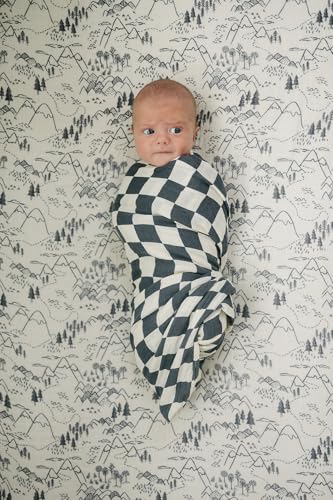 Image of Mebie Baby Charcoal Checkered Muslin Swaddle, Modern and Neutral Swaddle Blanket for Baby Girl or Boy, Soft Baby Blankets, Newborn Swaddle Blanket, 0-3 Month, Comfy Wrap, Baby Essentials & Gifts