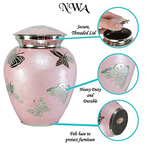 Custom Engraved Pink Butterfly Medium Cremation Urn #TOP2
