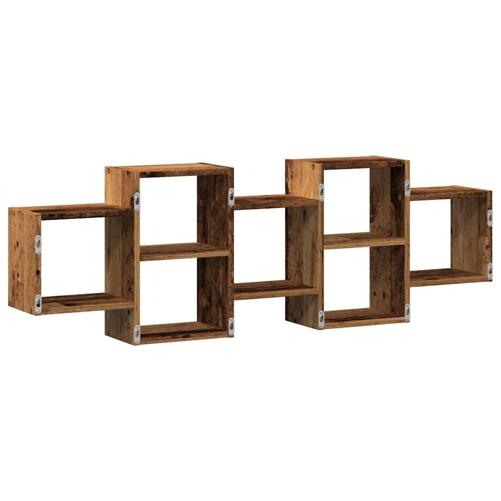 Wandregal Altholz-Optik 129x18x42 cm aus Holzwerkstoff mit schwebendem Design und hoher Tragkraft für Wohnzimmer Küche und Badezimmer