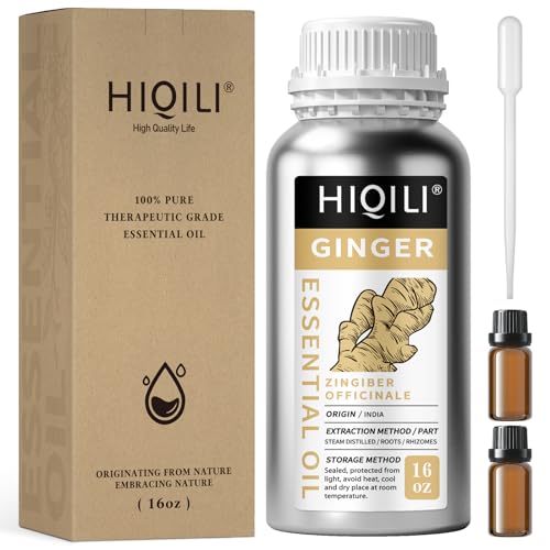 Image of HIQILI 16 Fl Oz Ginger Oil, 100% Pure Natural Ginger Essential Oil for Hair, Massage, Skin - 500ML