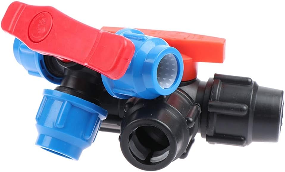 lever ball valves,ball valve,1Pcs Useful PE Three-Way Fast Connection Pipe Valve,Plastic T-Type Valve,ID 20mm 25mm 32mm 40mm 50mm Three-Way Valve Connector (Size:Black 25mm) (Size : Blue 2 ( Color : P