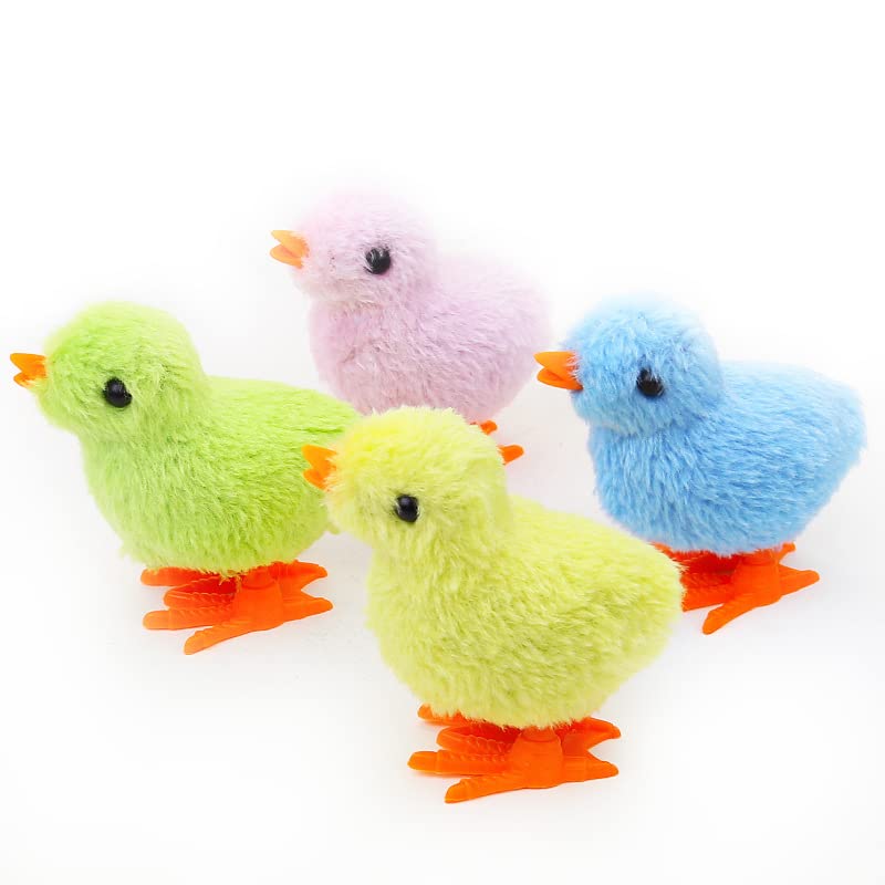 FaJoek 4Pcs Juguetes de Cuerda de Pascua, Pollitos Juguete para Pascuas, Pascua Pollito, Juguetes de Pollo Saltadores, Juguetes de Pollitos de Peluche, Regalos de Pascua para Niños