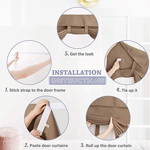 RYB HOME Sightlight Door Window Curtains, Privacy Window Curtains Thermal Insulate Covering for Patio/Glass/Front Door, 12 inch x 69 inches, Mocha, 1 Panel