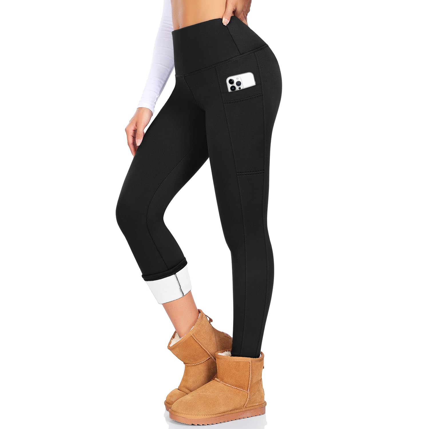 DHSO Women's Fleece Lined Leggings Winter Warm Workout Tights High Waisted Thick Thermal Yoga Pants