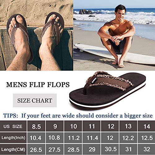 DWG Men's Soft Flip-Flop Sandals, Light Weight, Shock Proof, Non-Slip, Wide Sole, Canvas Strap, Comfort Thong Slippers for Indoor and Outdoor Beach,Size 8.5-143
