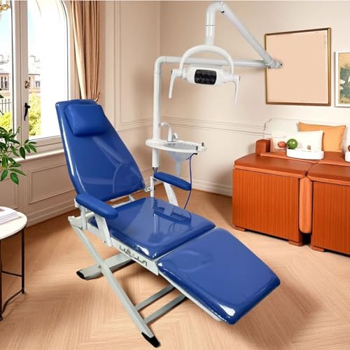 Portable LED Dental Chair Portable Patient Chair with Tray and Removable Spittoon Bowl Design Removable Headrest for Hospitals, Beauty Salons 170 * 62 * 59CM 220v
