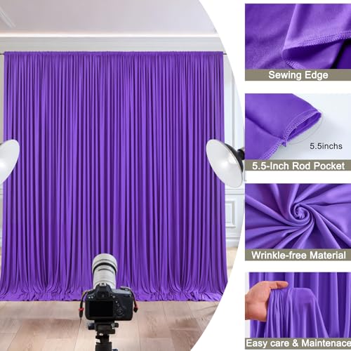 Image of 20x10ft Purple Backdrop Curtain for Wedding Parties Wrinkle Free Fabric Purple Drapes Backdrop Decoration for Baby Shower Birthday Photography Decoration 4 Panels, 5ft x 10ft
