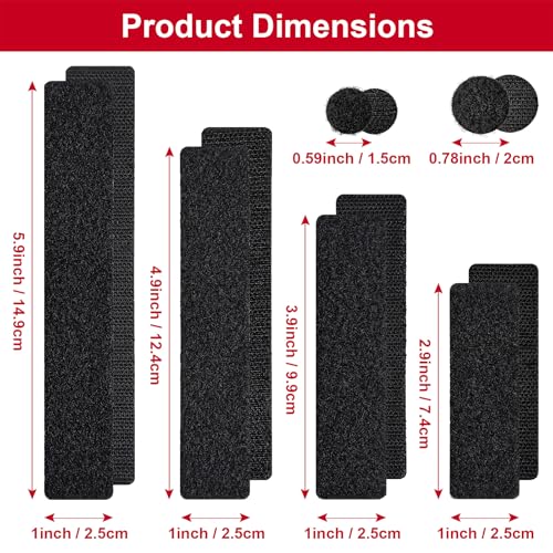 Image of 138 Sets Nylon Heavy-Duty Hook and Loop Tape, Various Sizes for Crafts, Office Use, and Wall Mounting