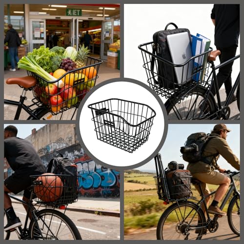 Wintfarm Fahrradkorb Hinten Stabil,Groß Fahrrad Korb Hinten Mit Montagezubehör,Fahrradkorb Hinten Abnehmbar Für Fahrräder, Kleiner Hund Einkaufen Picknick Schulranzen