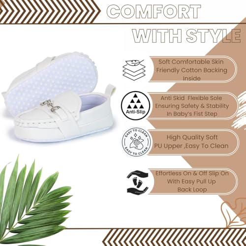 Image of Neska Moda 6 to 12 Months Baby Boys & Girls Synthetic Leather Loafer Shoes,Infant Non Slip Booties-BT4585