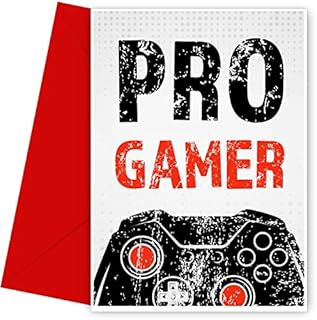 Pro Gamer Birthday Card for Boys and Girls - Black & Red Bday Card for Son, Nephew, Great Grandson, Nephew or Brother. Gaming Happy Birthday Card for Gamers 10th 11th 12th 13th 16th 18th 19th 20th