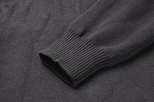 Magnivit Men's Quarter Zip Pullover Sweater Casual Striped Sweatshirt Dark Grey #TOP3