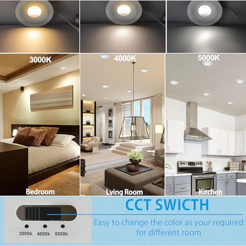 6 Inch LED Recessed Lighting?12W 120V Recessed Light,1200LM Dimmable 3000K/4000K/5000K White LED Recessed Lights-1 Pack