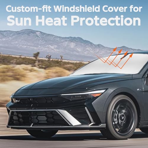 Windshield Sun Shade Car Sunshade for Hyundai 2020-2026 Windshield Cover for 2022 2023 Elantra 240T Reflective Foldable Front Window Sun UV Blocker Ultimate Protection Upgrade Car Interior Accessories