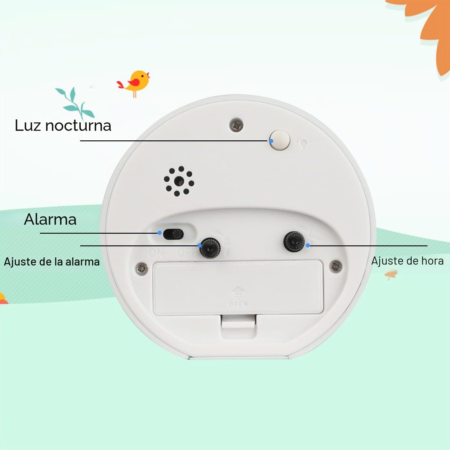 Juboos Despertador, Despertador Infantil simulado, Bonito Reloj Alarma Infantil, Alarma silencioso para niños y niñas con luz Nocturna (Rosa)