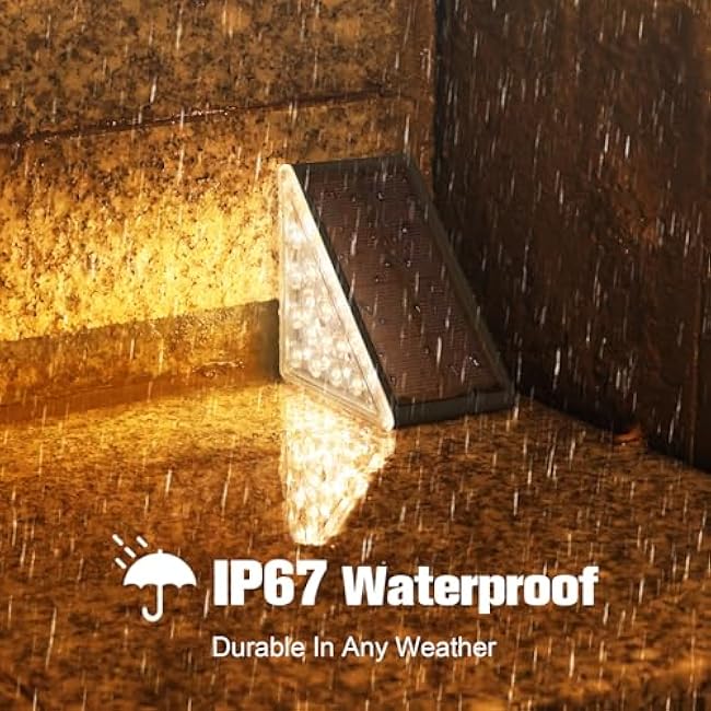 VOLISUN Solar Step Lights Solar Stair Lights LED Outdoor Step Light Deck Light Black 12 Pack