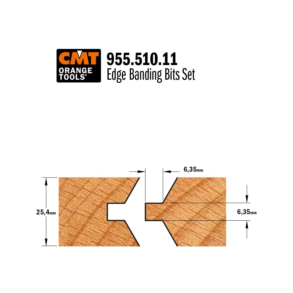 CMT Orange Tools 955.510.11 - Juego de fresas para juntas en v s 12 d 40x25.4 con rodam.