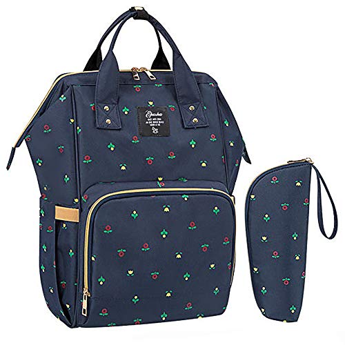 Chamqueen Diaper Bag Waterproof Nappy Bag Large Capacity Baby Diaper Backpack Gift for Novice Moms Blue