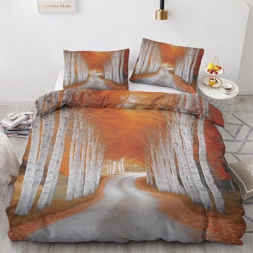 Funda Nordica Cama 105 Gingko Ropa de Cama Gingko Microfibra Suav Funda Edredon 200x200, Funda Nórdica Otoño y 2 Funda de Almohada 50x80 cm, e6217