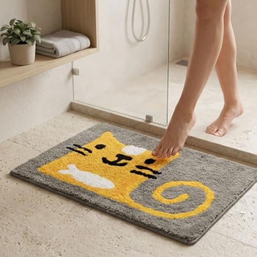 Image of Dream Weaverz 2000 GSM Soft Microfiber Bath Mat - Quick Dry Anti-Skid Water Absorbent Floor Rug, Machine Washable Non Slip Door Mat for Bathroom & Bedroom (40 x 60 cm) (Hot Air Ballon)