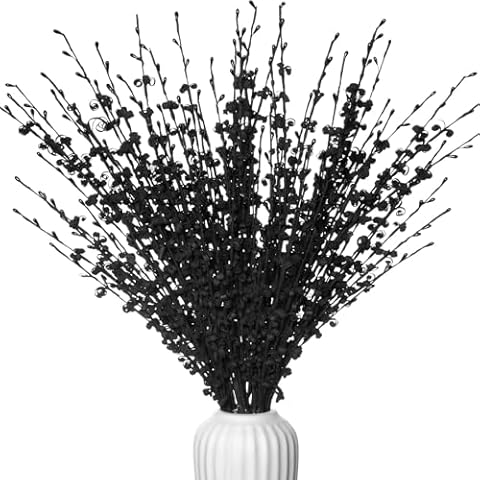 Wolpark 10Pcs Long Stem Jasmine Black Flowers Artificial, 29.5"/75cm Faux Jasmine Bouquet for Wedding Modern Gothic Home Halloween Party Fall Harvest Festival Decoration Cover