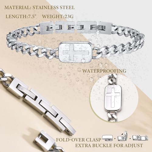 Vnox Silver Cross Bracelets For Men thumb #5