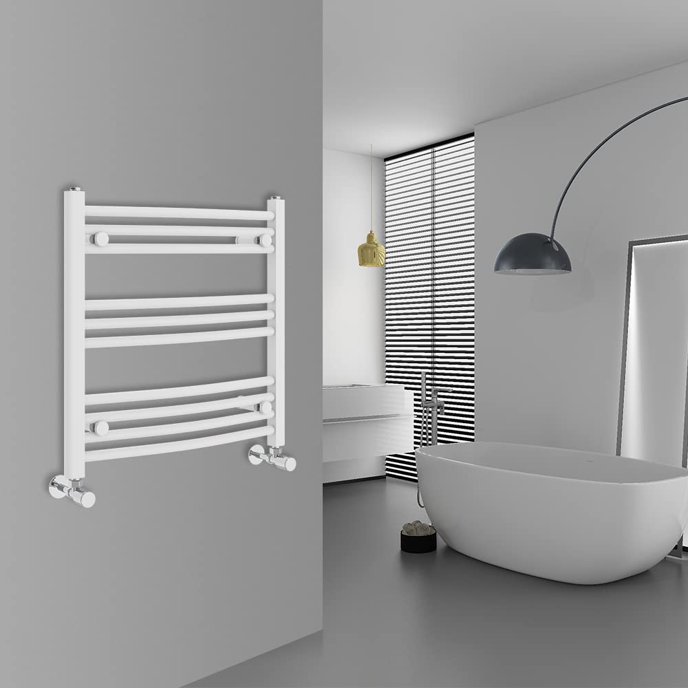 Warmehaus Curved Bathroom Heated Towel Rail Radiator White 600x600mm โ image 1