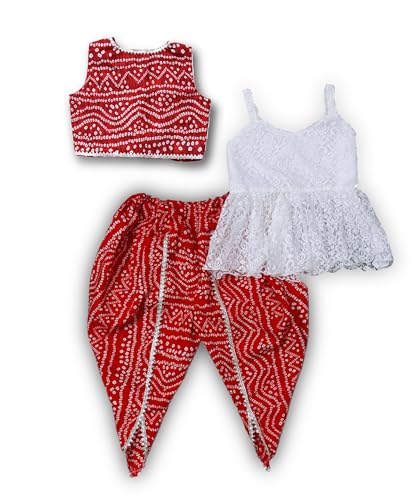 Image of Girl's Top And Dhoti and dupatta Set for 2-10 Year