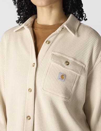 Carhartt Women's Oversized-Fit Heavyweight Waffle Knit Shirt, Oat Milk, Large - image 3