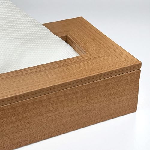 Image of Art Street Tissue Box Holder with Cover, Rectangle Facial Tissue Paper Box Holder Decorative Organizer for Home and Office Table Decor (Beige, 2.5X9 Inch)
